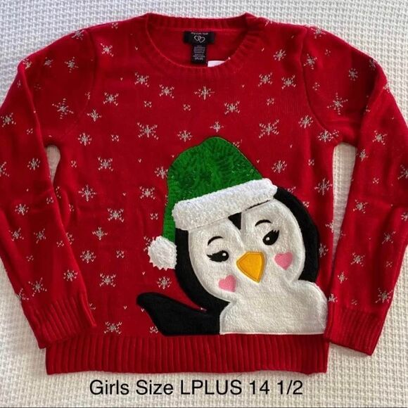 ITS OUR TME Christmas Sweater Girls Size LPLUS 14 1/2 - Picture 1 of 5